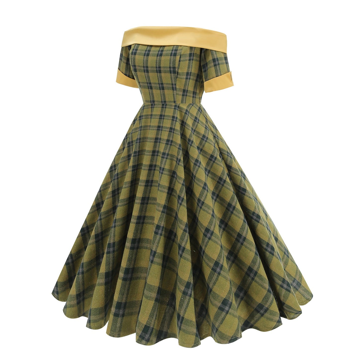 Plaid Contrast Color Sexy Mid-length Tulle Dresses
