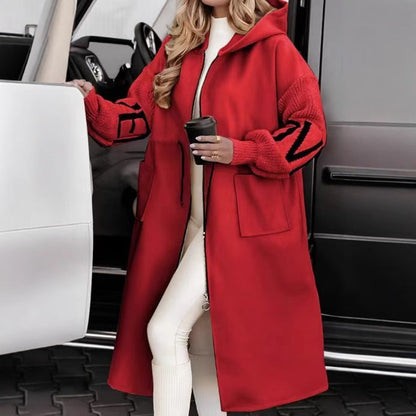 Women's Fashion Wear Casual Hooded Long Splicing Coats