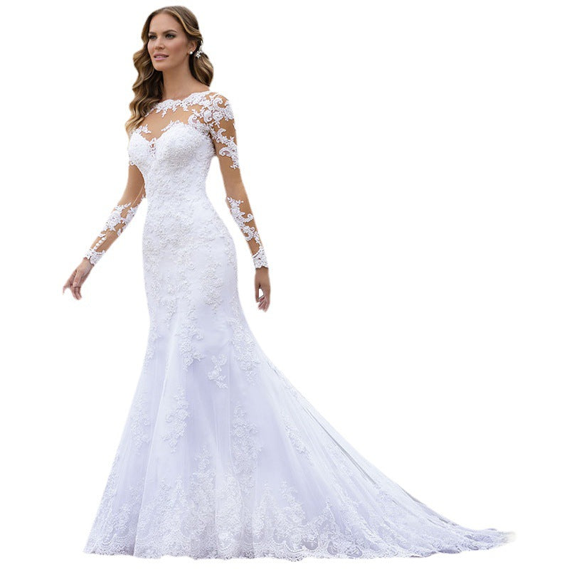 Dress Fishtail European Sexy Long Sleeve Exposed Wedding Dresses