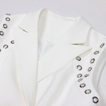 Women's Solid Color Perforated Sleeveless Slim Fit Temperament Dresses