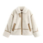 Lamb Wool Female Motorcycle Fur Integrated Coats
