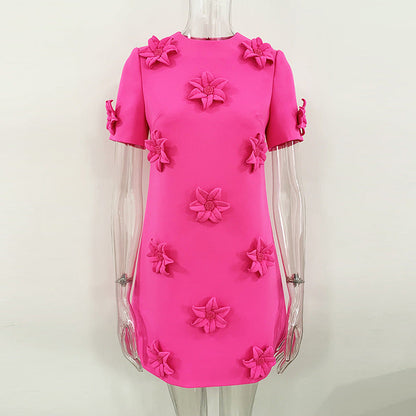 Fashion Temperament Three-dimensional Flower Sleeve Dress Dresses