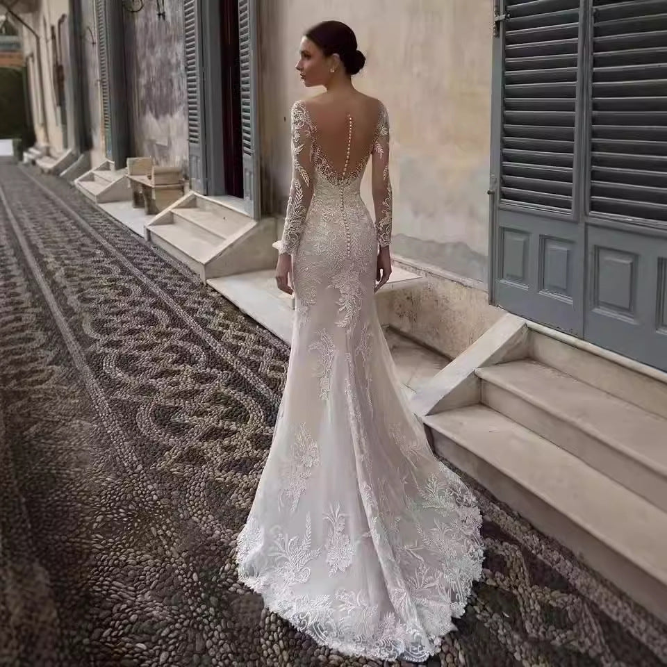 Deep V Fishtail Dress Sexy Temperament Slimming Summer Wedding Dresses