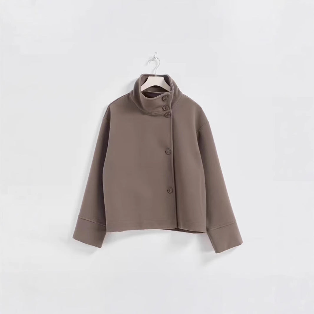 Women's High Quality Elegant Stand Collar Single Breasted Coats