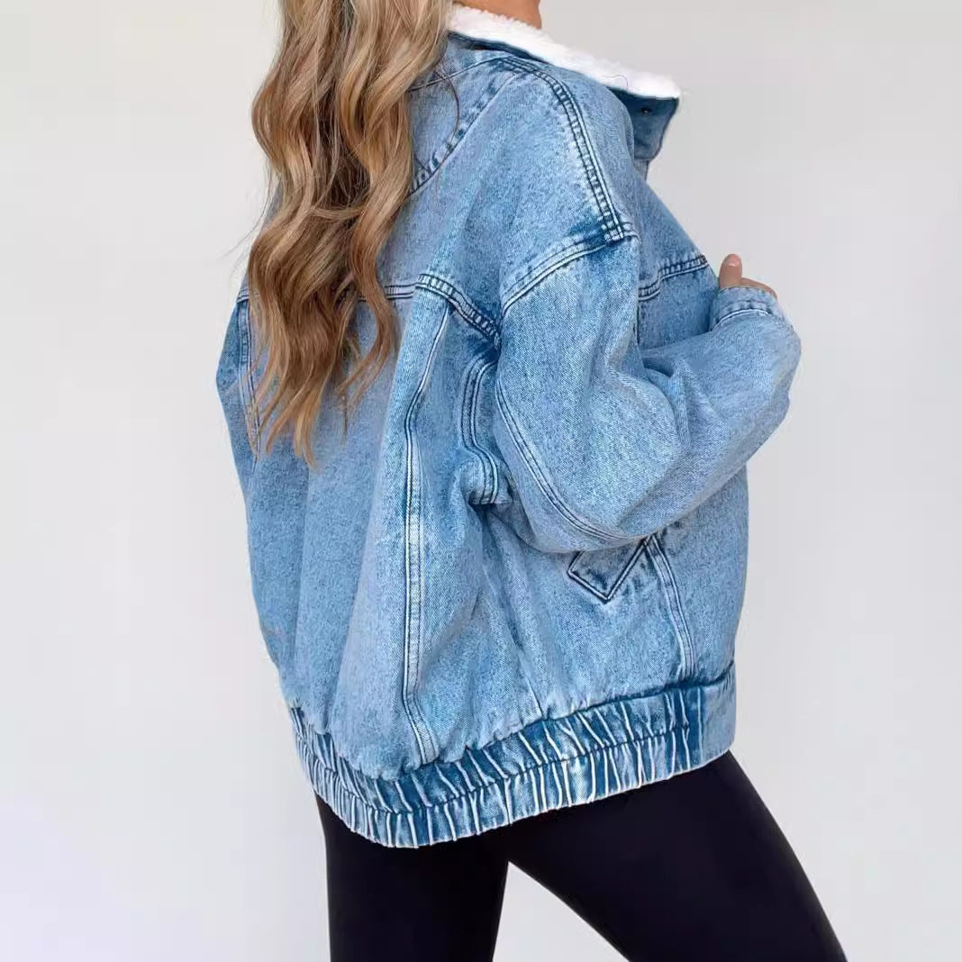 Cotton Loose Fur Collar Lapel Double Coats