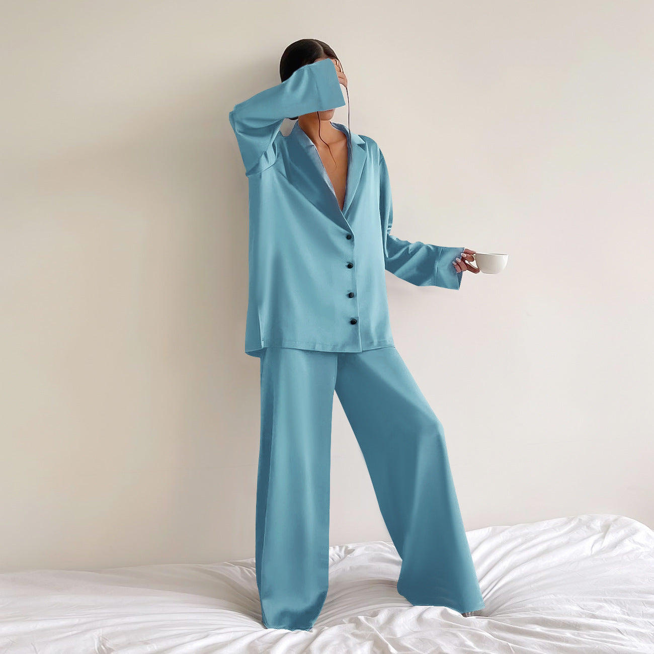 Women's Silk Comfort Breathable Two-piece Set French Suits