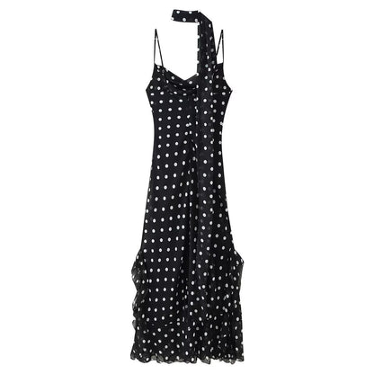 Women's Polka Dot Scarf Ruffled Dress Dresses