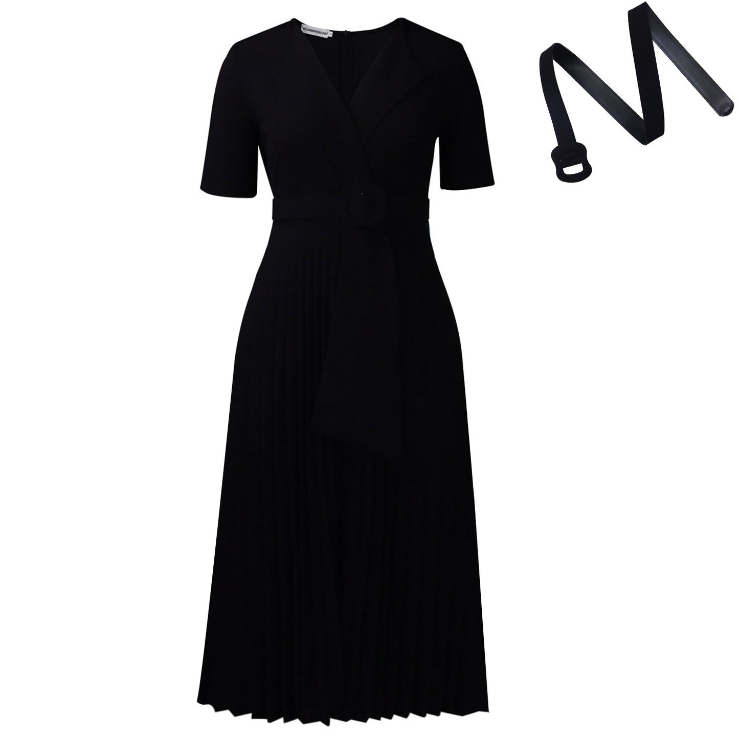 Sleeve Fashion Elegant Pleated High Waist Dresses