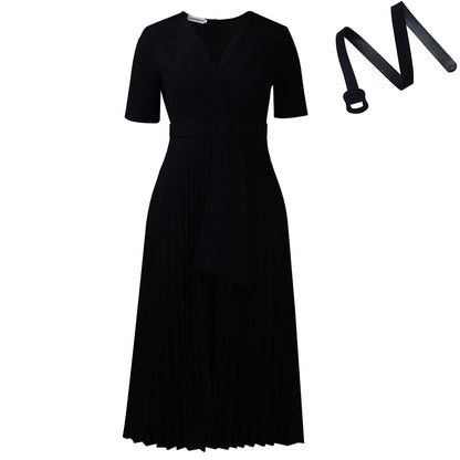 Sleeve Fashion Elegant Pleated High Waist Dresses