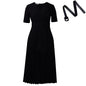 Sleeve Fashion Elegant Pleated High Waist Dresses