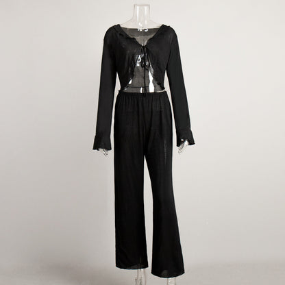 Women's Modal Pajamas Lazy Long-sleeved Trousers Casual Suits