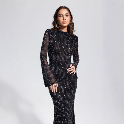 Fashionable Sexy Strap Rhinestone Tight Long Dresses