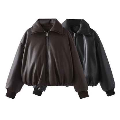 Women's Retro Crew Neck Shackle Lamb Wool Coats