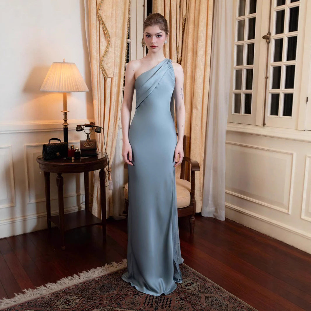 Women's Satin Dress Fishtail Banquet Slimming Elegant Dresses