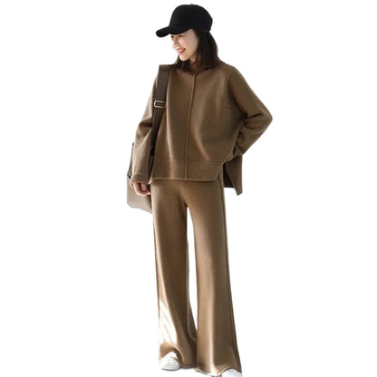 Women's Knitted Two-piece Set Autumn Idle Style Suits