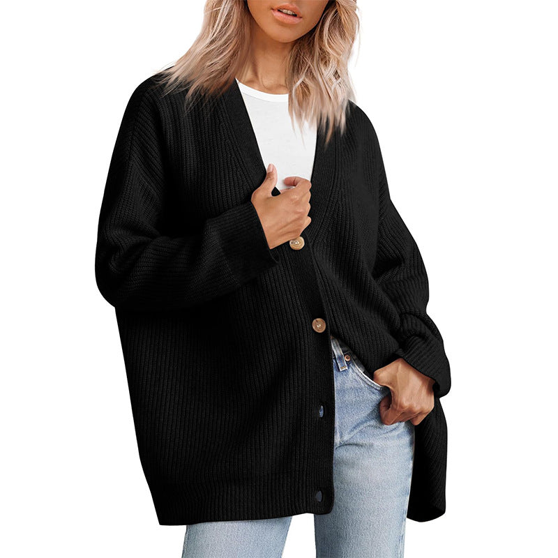 Women's Online Simple Knitted Button Solid Color Sweaters