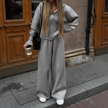 Women's Long Sleeve Zipper Trousers Sports Two-piece Suits