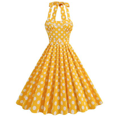 Style Polka Dots Retro Temperament Lace Dresses