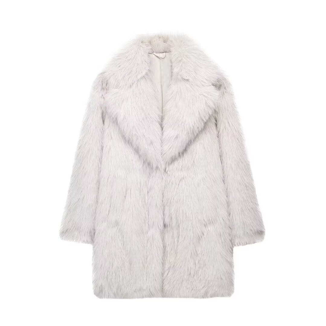 Women's Elegant Long Artificial Fur Furry Coats