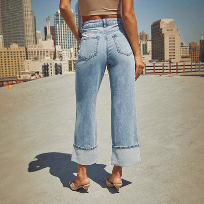 Women's Spring Elastic Straight Quality Retro High Jeans