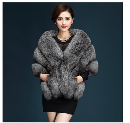 Women's Fur Shawl White Cloak Bridal Cape Coats