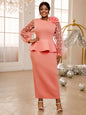 Lantern Sleeve Ruffle Dress Party Banquet Plus Size