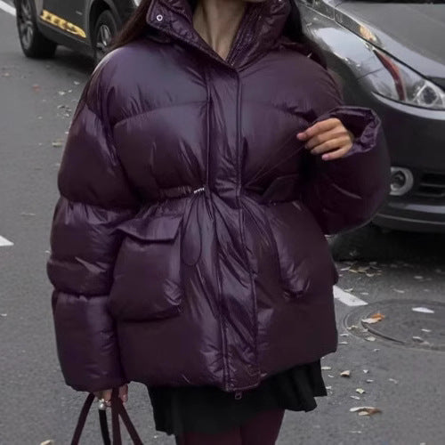 Winter Temperament Dark Red Zipped Warm Coats
