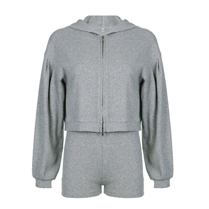Women's Casual Zipper Hooded Autumn Comfortable Three-piece Suits