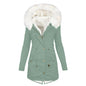 Women's White Fur Collar Hood Warm With Coats