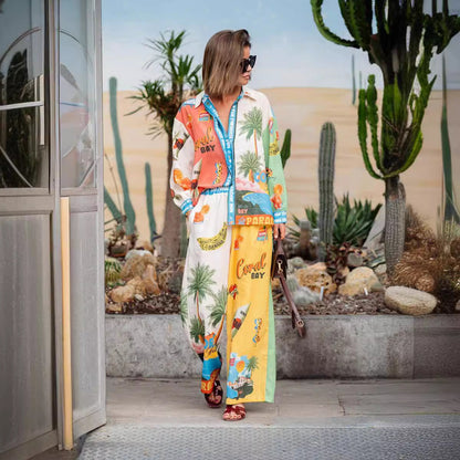 Fashion Personalized Printed Linen Color Matching Suits