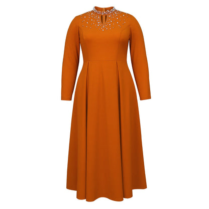 Turtleneck Hollow Dress Commuter Party Beaded Dresses