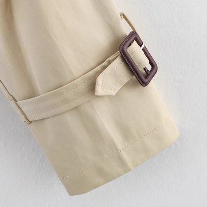 Women's Lapel With Belt Ornament Trench Coats