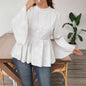 Women's Elegant Solid Color Lace Ruffle Sleeve Casual Fashion Blouses