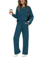 Women's Autumn Long Sleeve Round Neck Casual Elastic Waist Trousers Suits