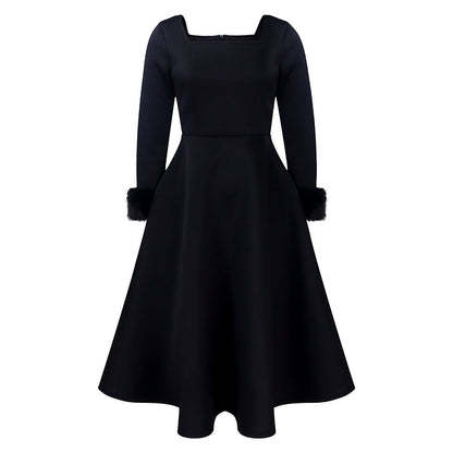 Winter Elegant Plush Decoration Large Dress Dresses