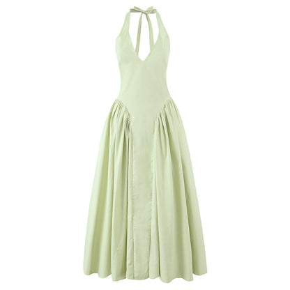 Halter Long Dress Summer Sexy Backless Deep Dresses