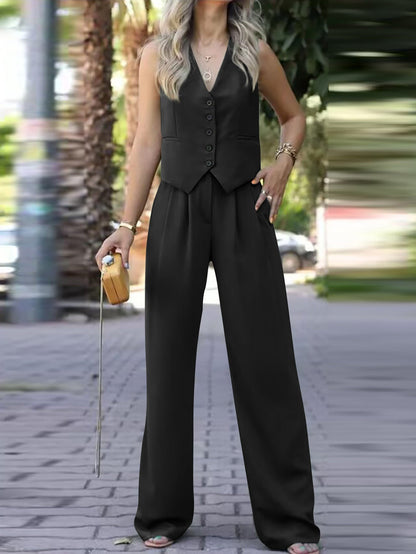 Women's Spring Sleeveless Waistcoat Draping Casual Suits