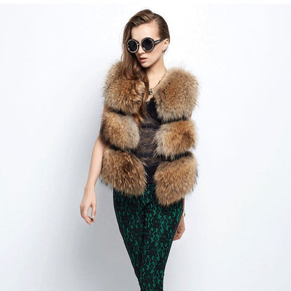 Women's Raccoon Fur Yellow Light Fashion Mink Coats