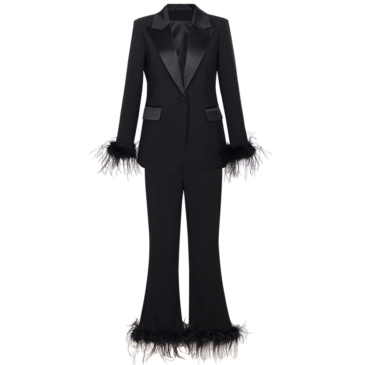 Women's Feather Stitching Two-piece Elegant Dress Style Suits