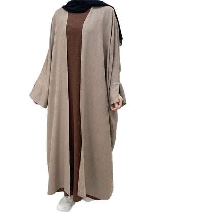Muslim Two-tone Plain Long Sleeve Dress Dresses