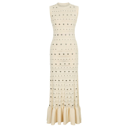 High Quality Summer Sleeveless Round Neck Rivet Dresses
