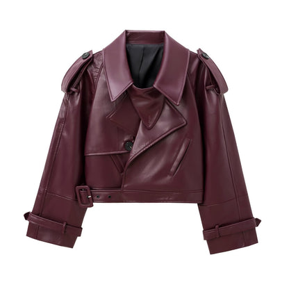 Women's Glamorous Fashion Shoulder Motorcycle Leather Jackets