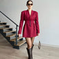 Women's Spring Solid Color Sleeve Button Outfit Suits