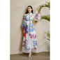 Women's Autumn Three-dimensional Floral Holiday Lapel Lantern Sleeve Dresses
