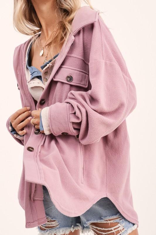 Women's Fashion Long Sleeve Single-breasted Fleece Shirt Coats