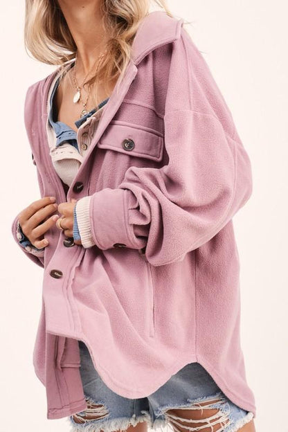 Women's Fashion Long Sleeve Single-breasted Fleece Shirt Coats