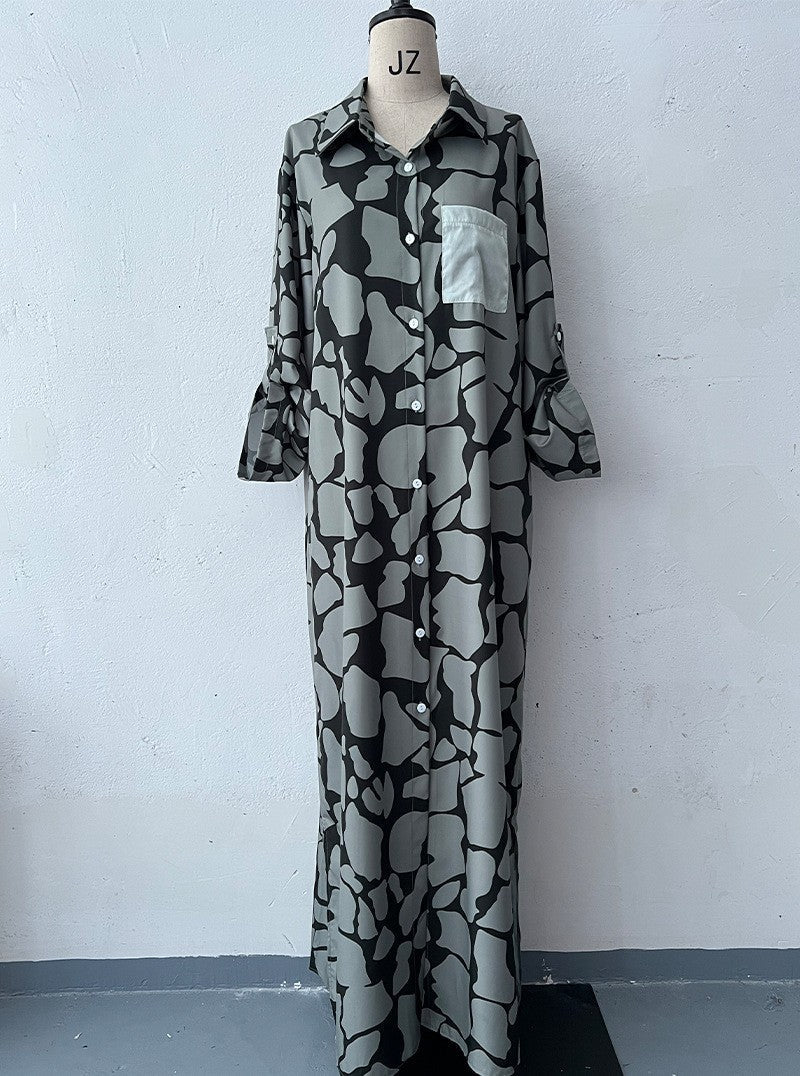 Women's Summer Fashion Printed Long Sleeve Loose Dresses