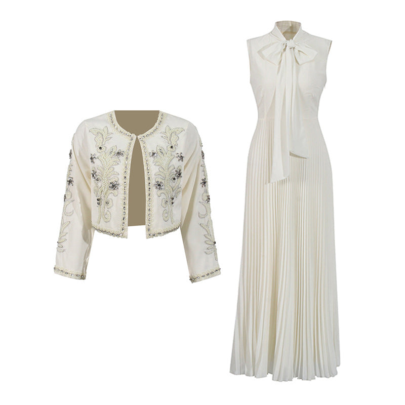 Women's Retro Court Diamond Two-piece Embroidered Slim Suits