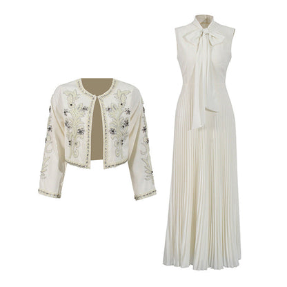 Women's Retro Court Diamond Two-piece Embroidered Slim Suits