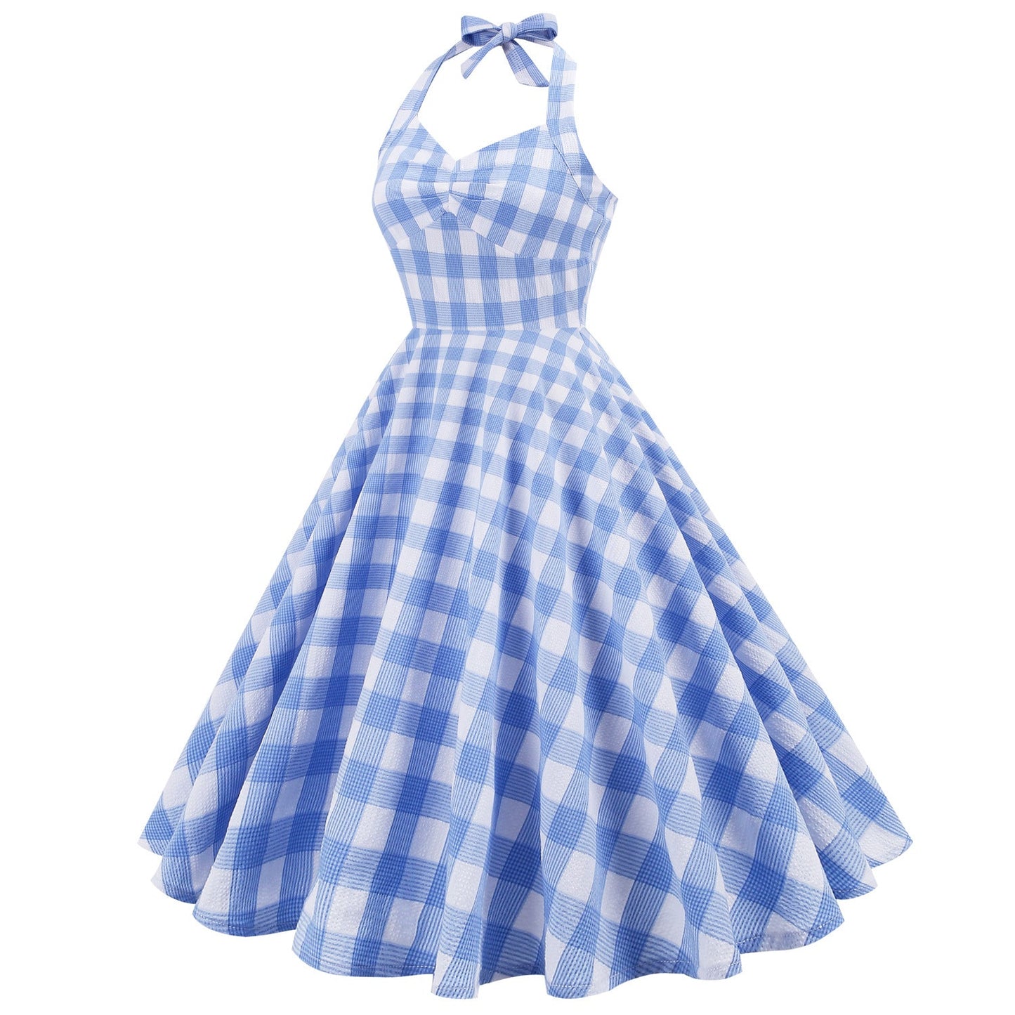 British Lattice Girdle Large Swing Mid-length Dress Dresses